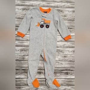 Joe boxer grey and orange construction truck footie pajamas